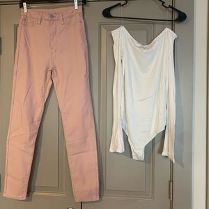 White shirt and Pink pants